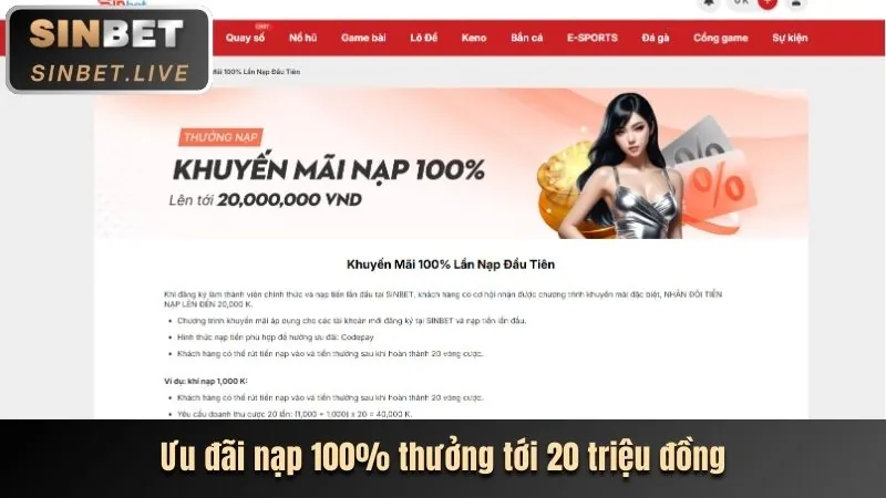 Thưởng nạp lần đầu tại TKSV388